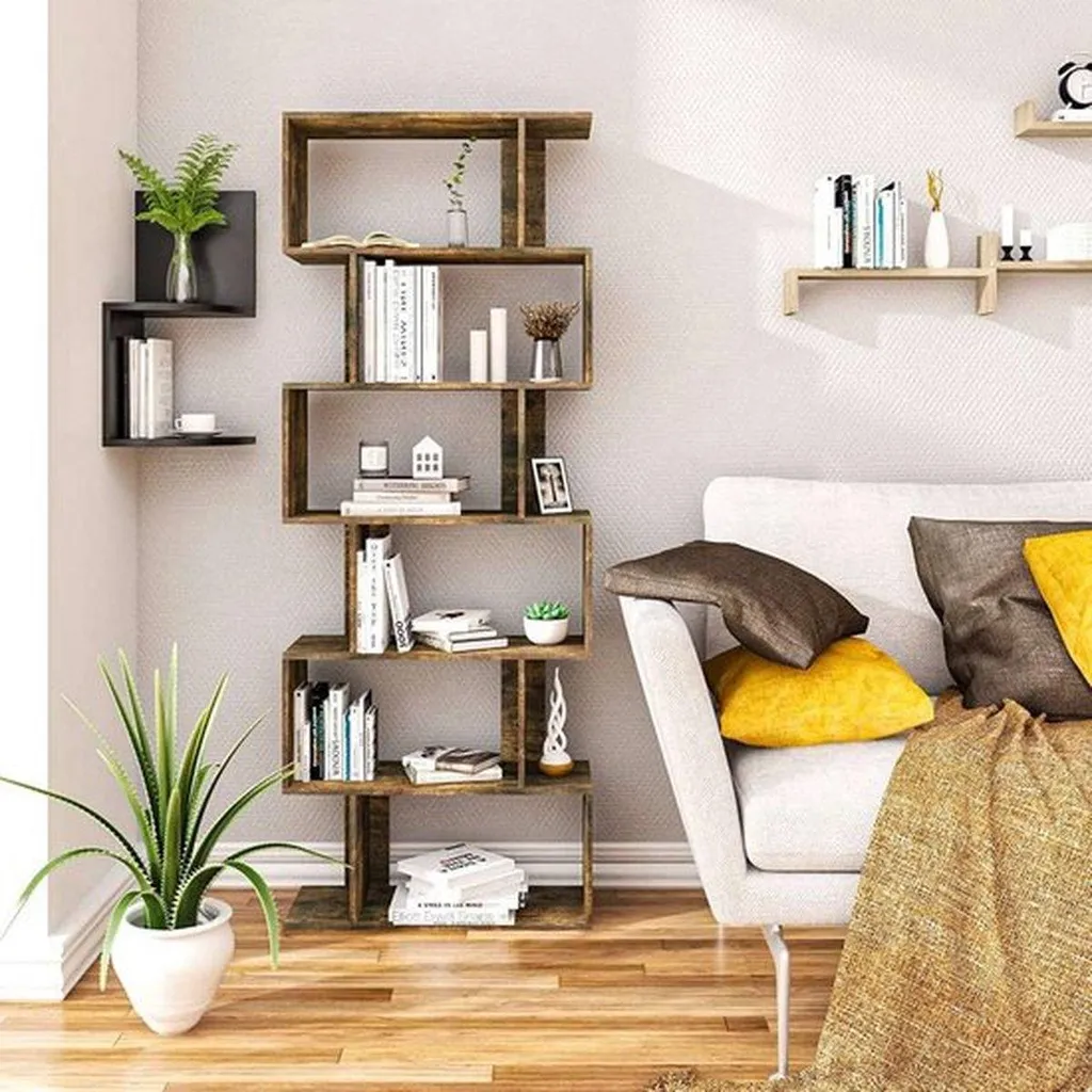 Bibliothèque Gain de Place 6 Cases Bois Marron Bolt Edge pour Studio