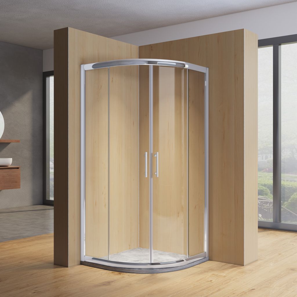 SONNI 100x100cm Viertelkreis Eckeinstieg Runddusche Schiebetür Duschkabine Duschabtrennung