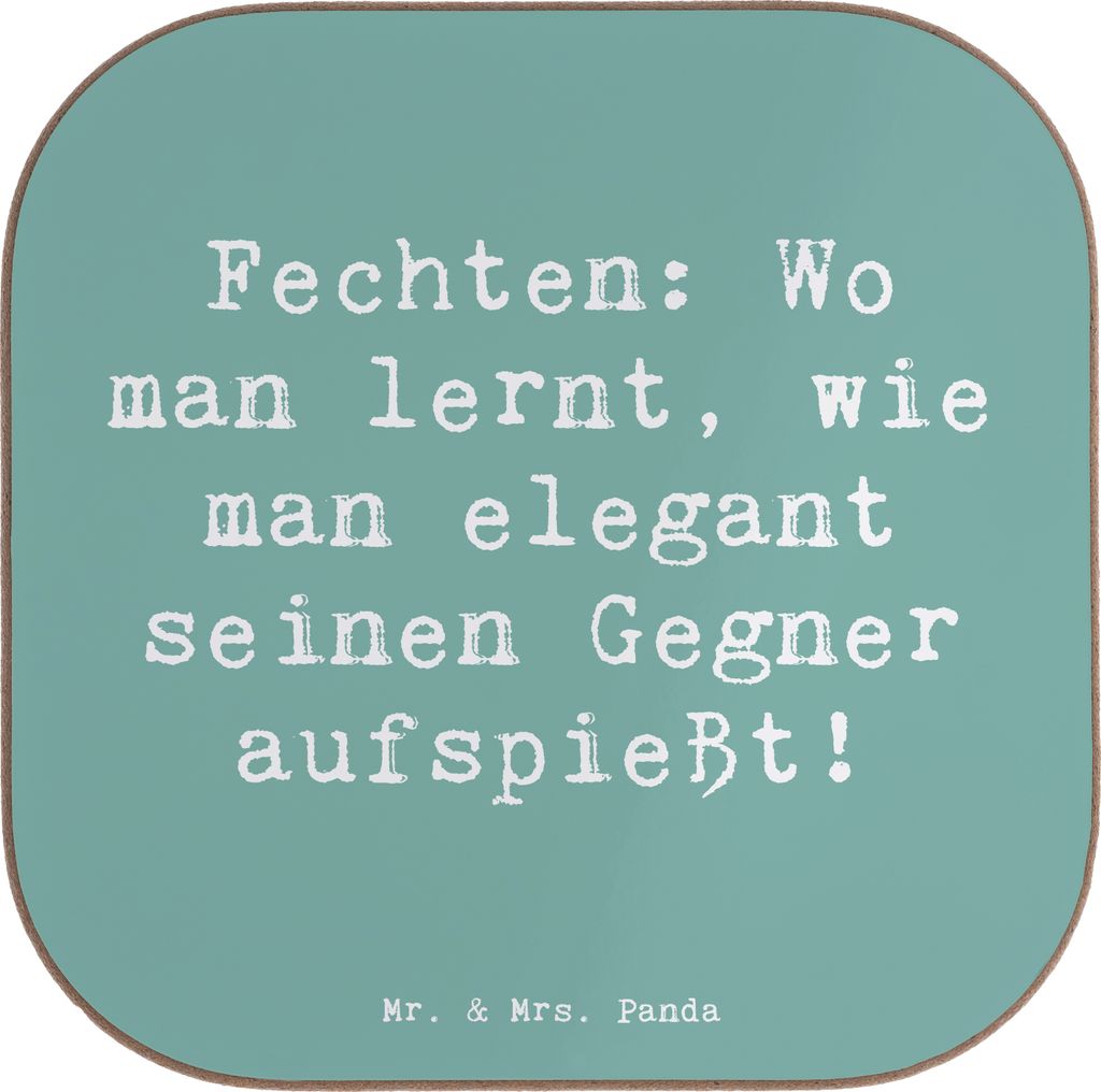 Mr. & Mrs. Panda Untersetzer für Gläser Spruch Fechten Eleganz - Meeresbrise - Geschenk, Tischuntersetzer, Präzision, Sportler, Sportart, Teamsp...
