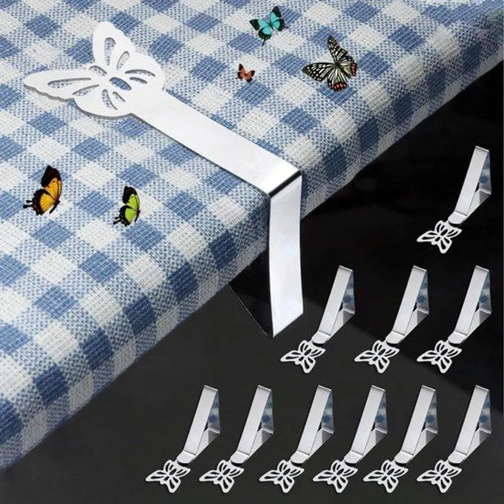 Pinces à Nappe Anti-Glisse Lot de 10 Argentées pour Table Épaisse et Vent