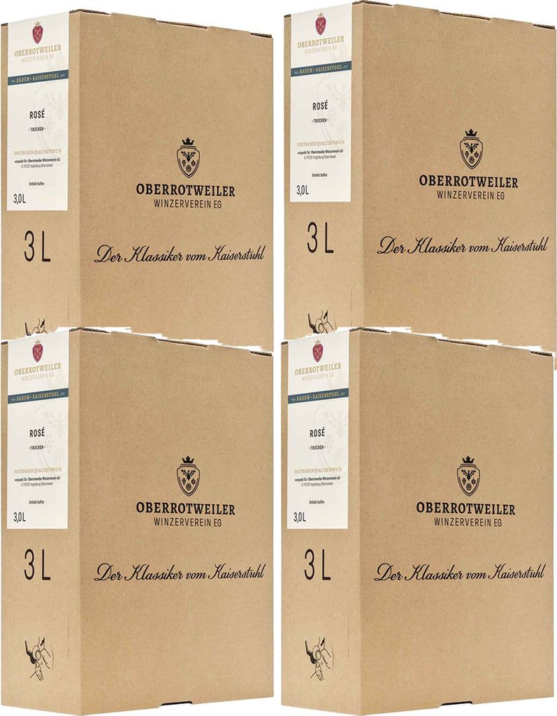 Oberrotweiler Winzerverein Rose Bag in Box trocken 3000ml 4er Pack