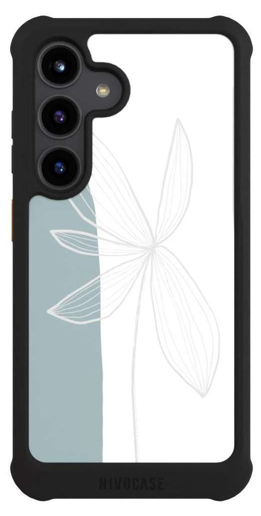 NIVOCASE Hülle für Samsung Galaxy S24 Stoßfeste Handyhülle NIVOmax Case Schwarz Blume Boho Pastell