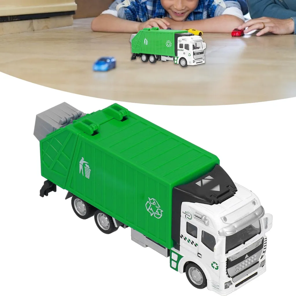 Modellino Camion Spazzatura 1:48 - Diecast Lega e Plastica Verde