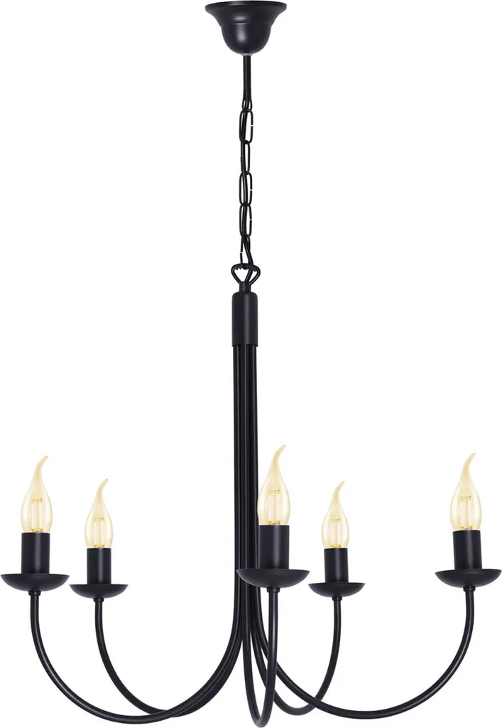 Grand luminaire de plafond noir style classique Lustre HARIS 5 feux
