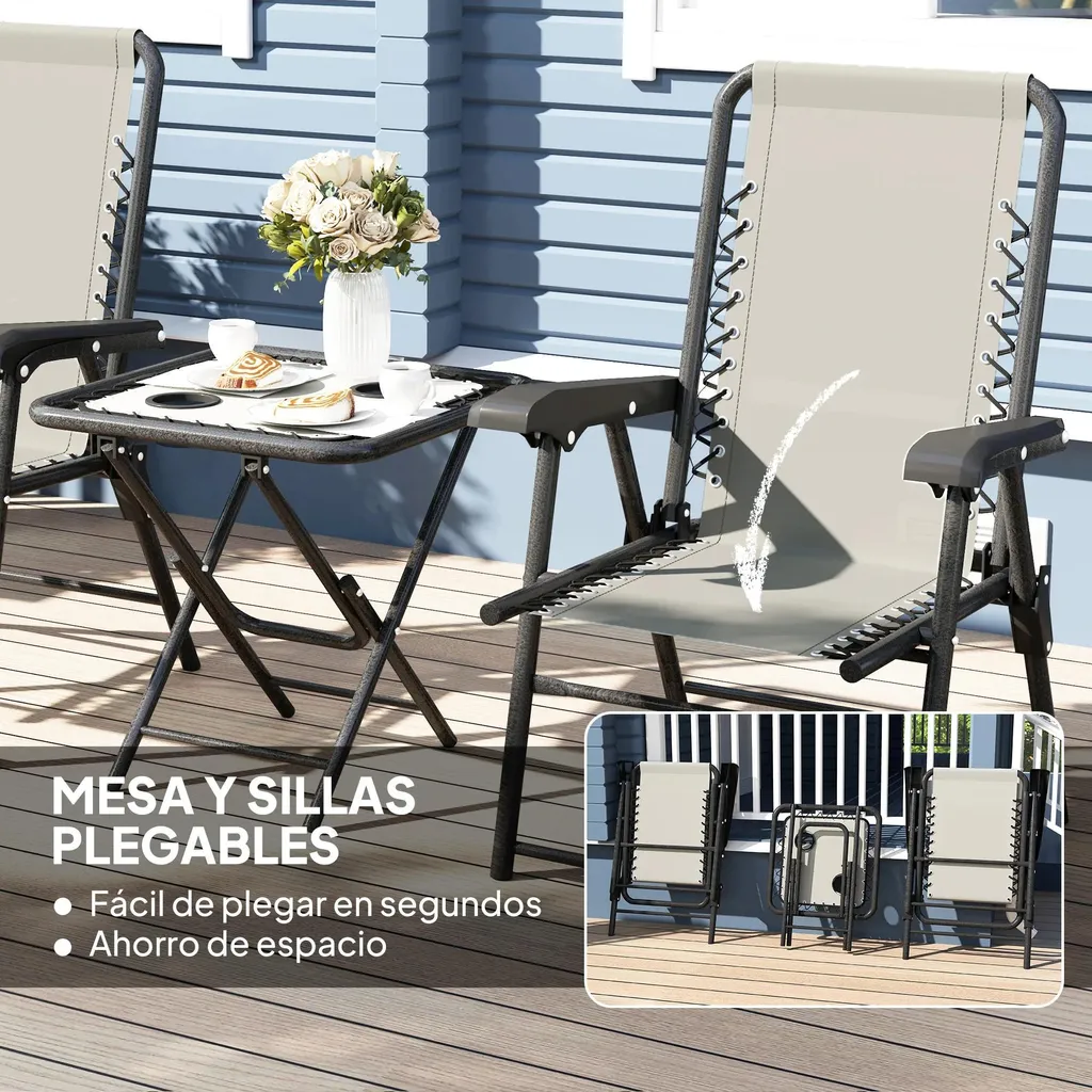 Solution balcon étroit ensemble bistrot gris foncé table + 2 chaises résistant - 5