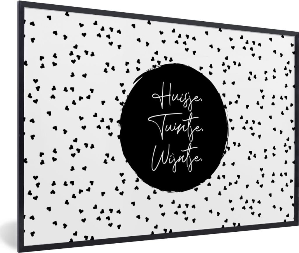 MuchoWow Gerahmtes Poster Zitate - Cottage. Garten. Wein. - Wein - Text 90x60 cm - Poster mit Schwarzem Bilderrahmen Wandposter Rahmen Foto Bilde...