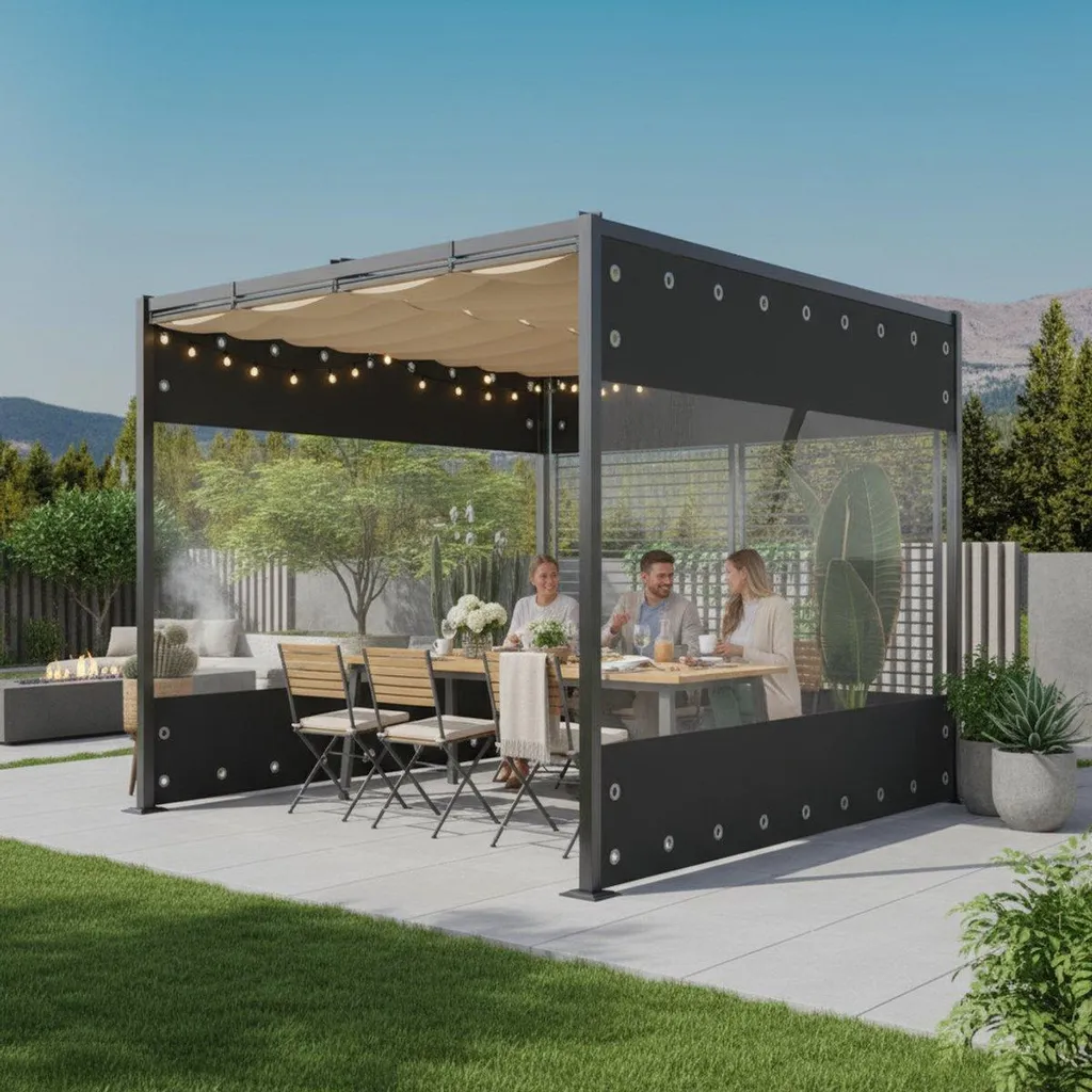 Bâche en PVC transparent imperméable 210 x 300 cm - Gris Anthracite - 5