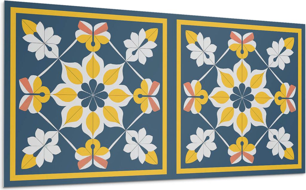 Blumenmuster In Symmetrie – Selbstklebende Fliesen – Wandverkleidung – Wandpaneel – PVC Fliesen – Vinylflisen – PCV Flisen – Selbstkl...