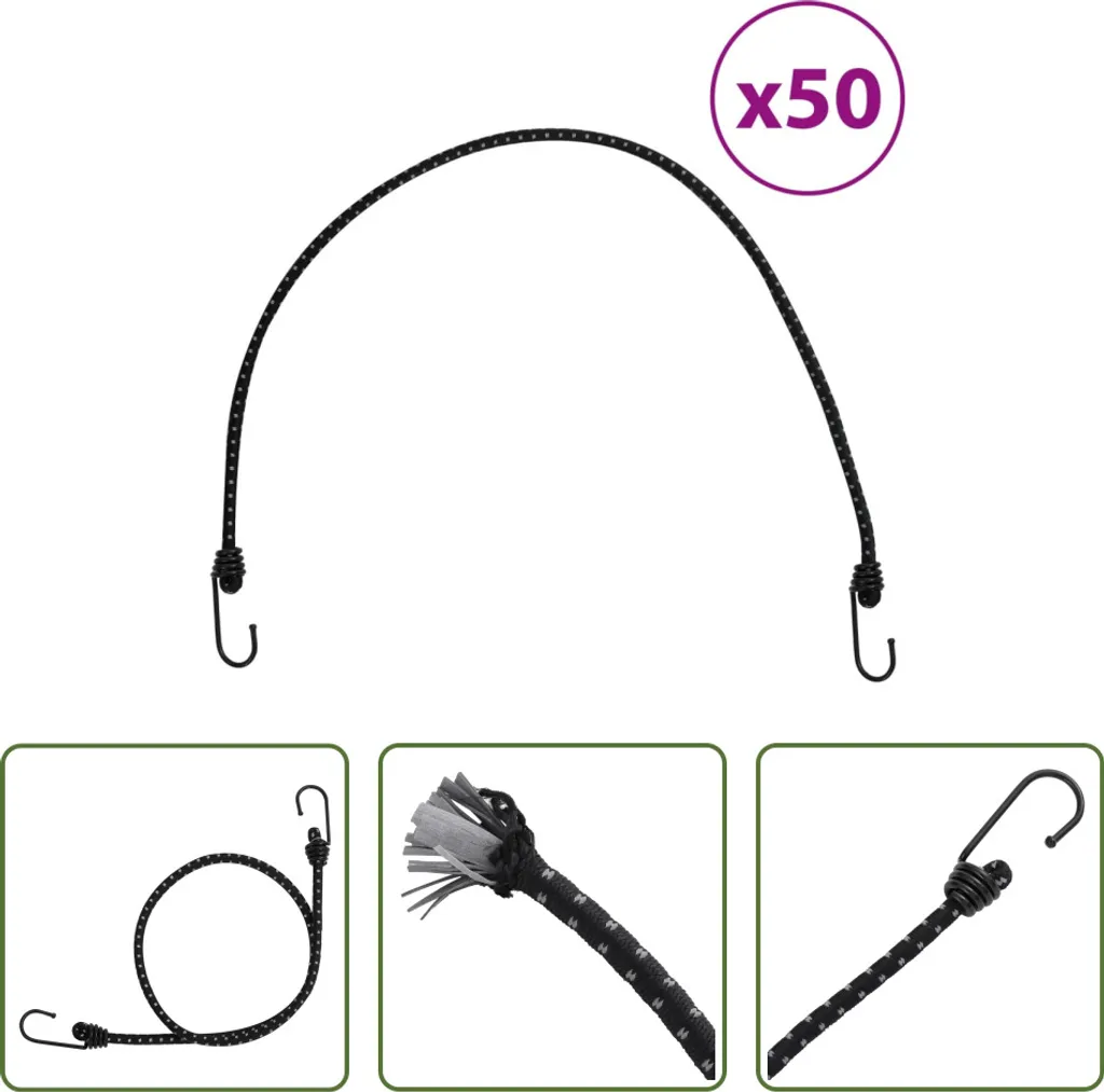 The Living Store Cordes en Caoutchouc Réfléchissantes 88 cm - Lot de 50