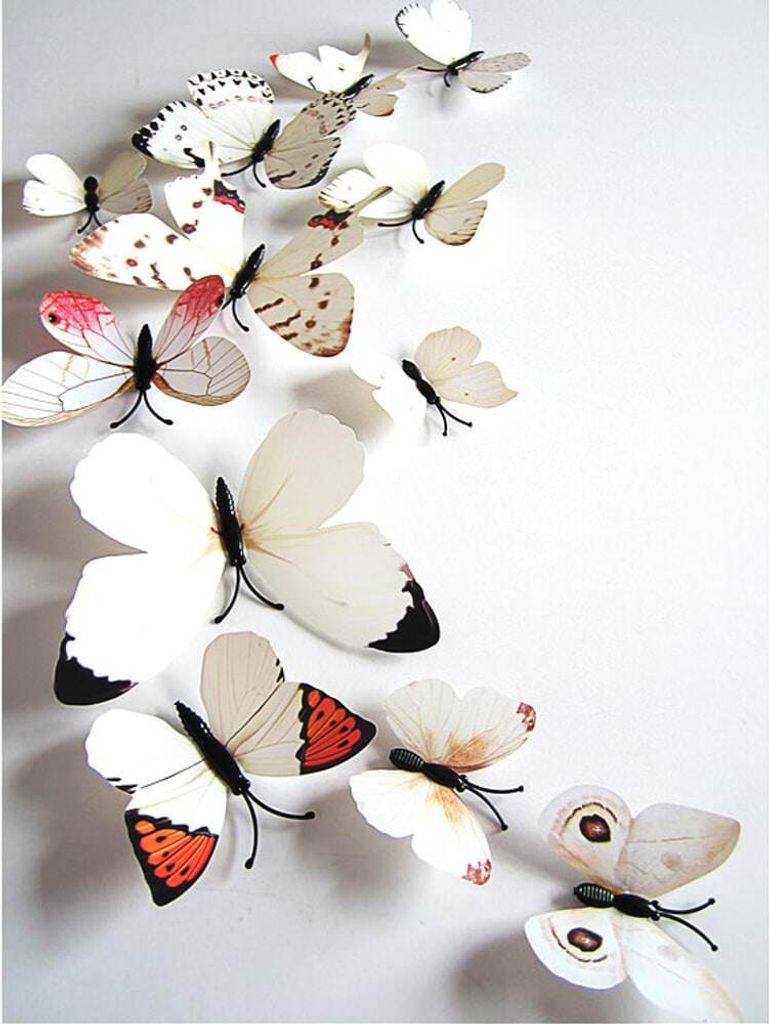 Oblique Unique 3D Schmetterlinge 12er Set für die Wand zum Produktbild 