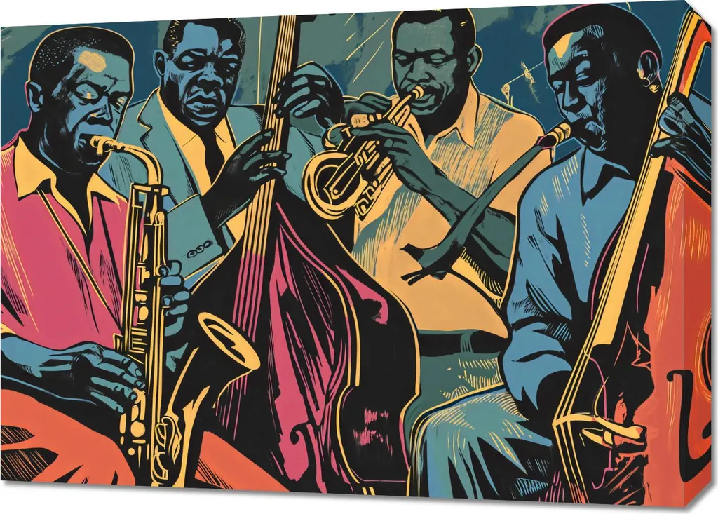 Affiche Jazzmen à Gaza 70x50 cm, tableau de musique noir et blanc