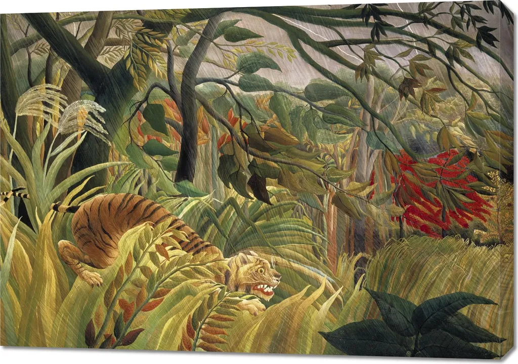 Quadro 100x70cm Tigre nella tempesta Rousseau Vintage per Salone