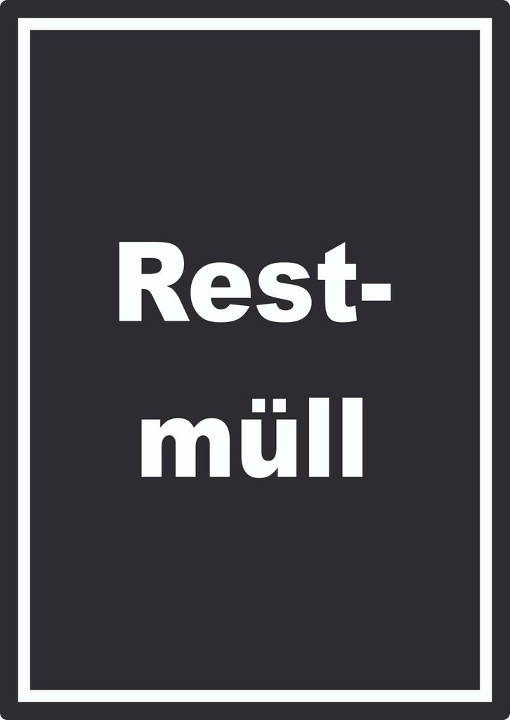 Restmüll Mülltrennung Aufkleber mit Text A9 (37x52mm)