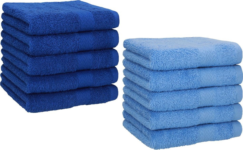 Betz 10 Stück Seiftücher 30x30 cm PREMIUM 100% Baumwolle Farbe: royalblau und hellblau