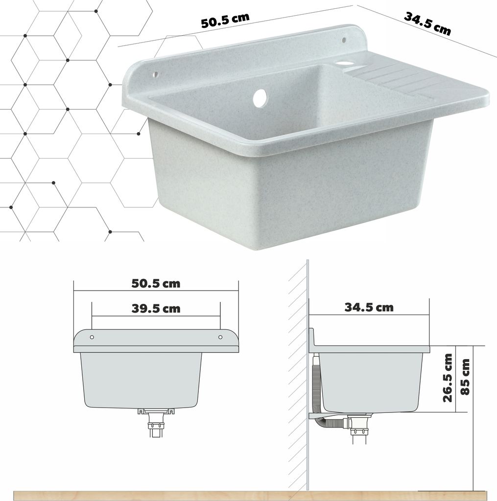 GOSPO drez "Tornio", drez s batériou, umývadlo 50 cm, biely Obrázok produktu 3