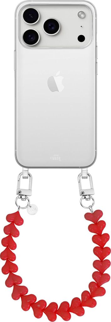 iPhone 17 Pro Max - Funky Hearts (Red) Transparant Cord Case
