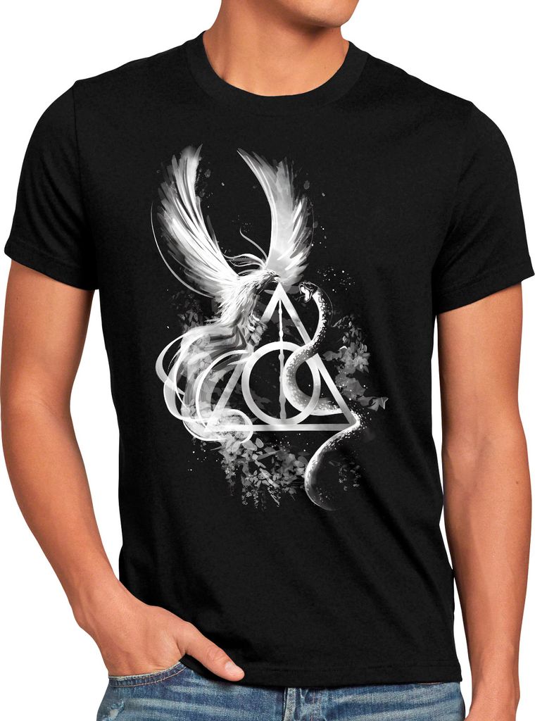 BaumwolleCloud Epic Battle Herren T-Shirt eule harry zauberstab besen zauberschule