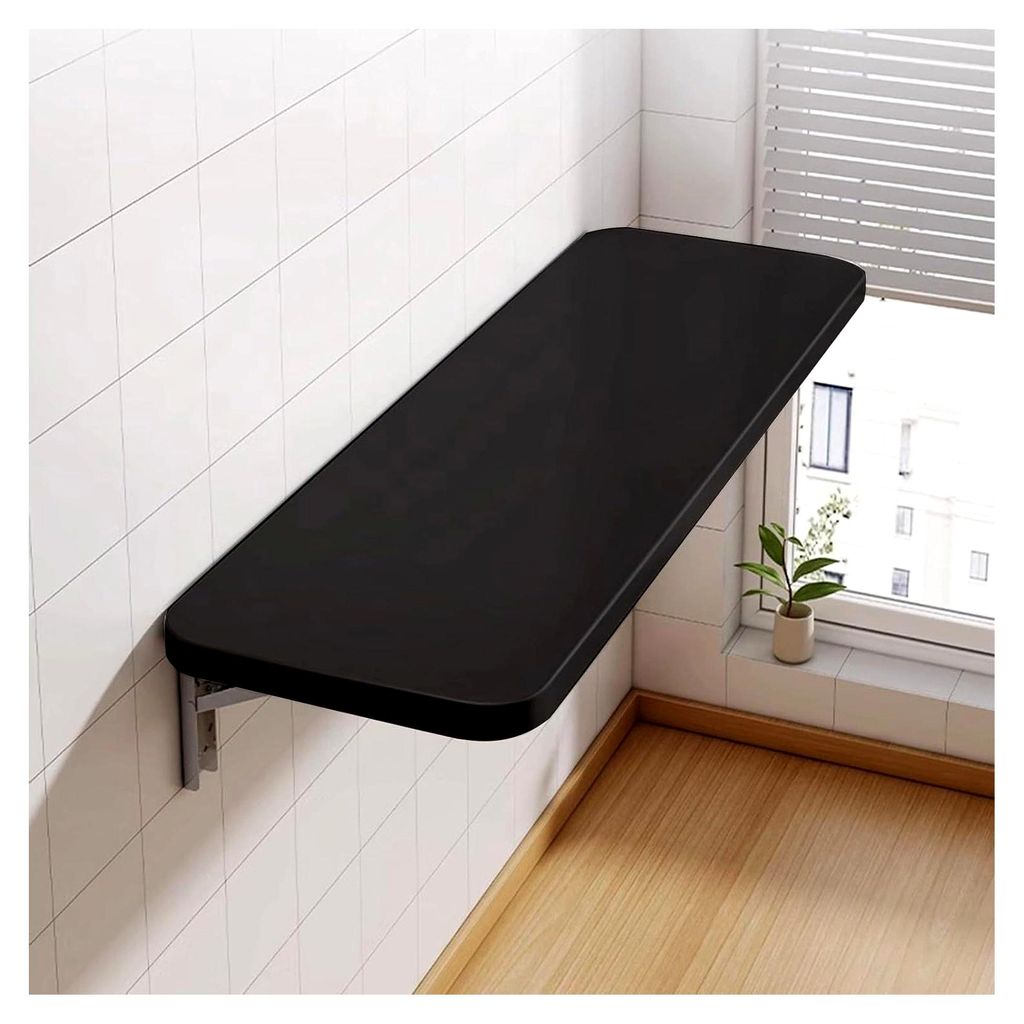 Wandklapptisch aus Holz, platzsparender Klapptisch für Küche und Büro (60 * 30 * 1.6 cm, schwarz)