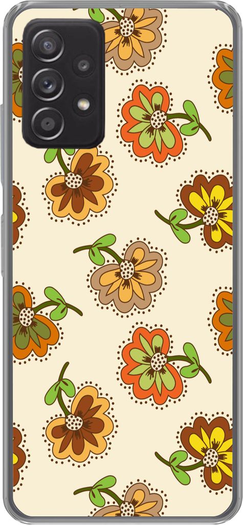 MuchoWow Handyhülle Schutzhülle Hülle für Telefoonhoesje Samsung galaxy a73 Design - Blumen - Retro - Vintage Silikon Softcase Handy Hülle -...