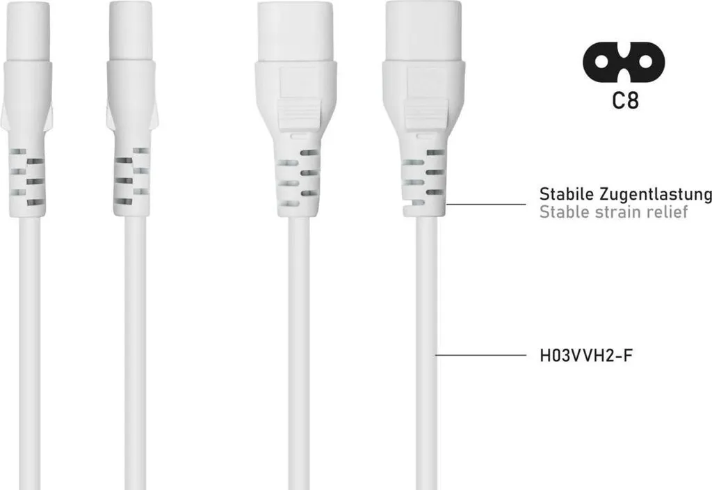 Cavo Prolunga Alimentazione C7-C8 Bianco 0.5m | kabelmeister Originale