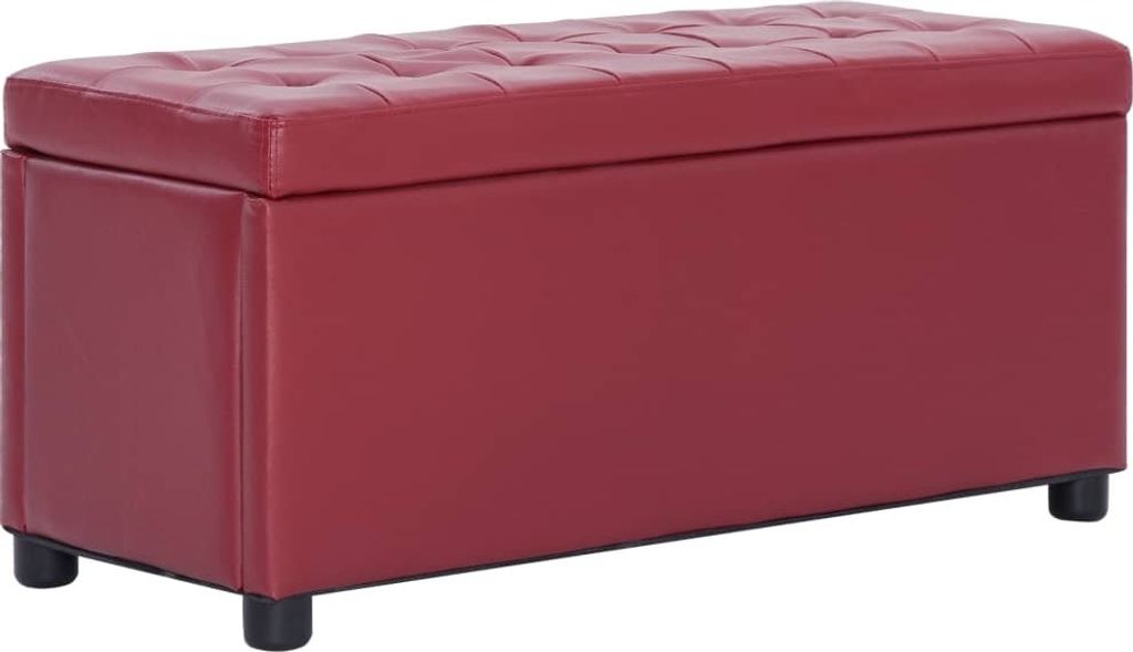 vidaXL Ottoman mit Stauraum 87,5 cm Weinrot Kunstleder - Aufbewahrungstruhe - Aufbewahrungskiste - Lagerbox - Lagerboxen
