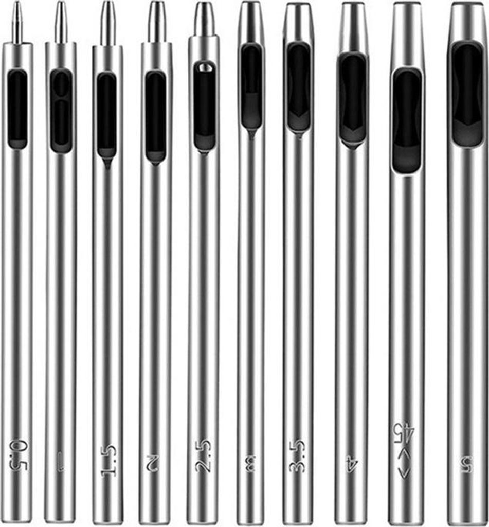 INF 10-teiliges Lochwerkzeug Set: 0,5-5mm Ledergürtel Locher Werkzeug