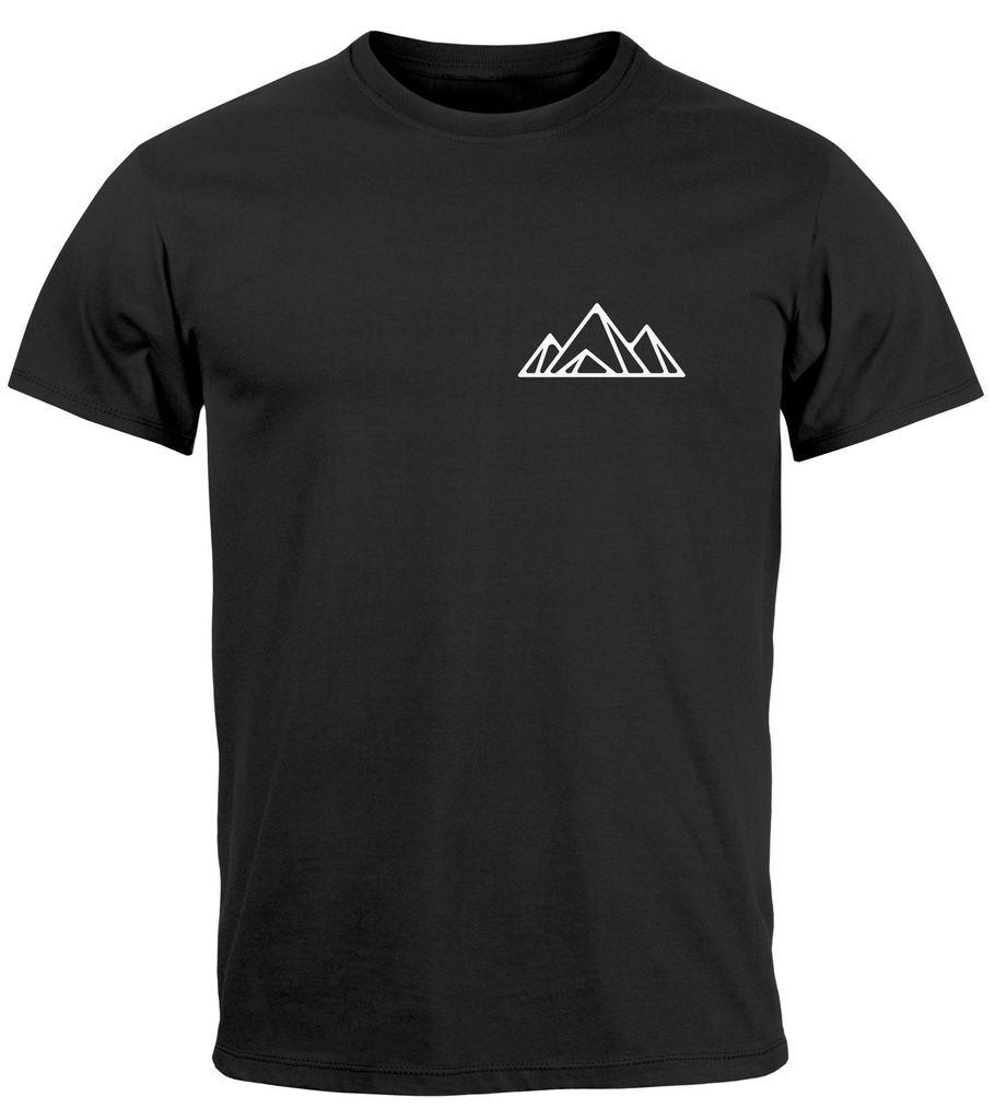 Herren T-Shirt Aufdruck Berg Wandern Polygon Design Print Outdoor Fashion Streetstyle Neverless Polygon 2 schwarz XXL