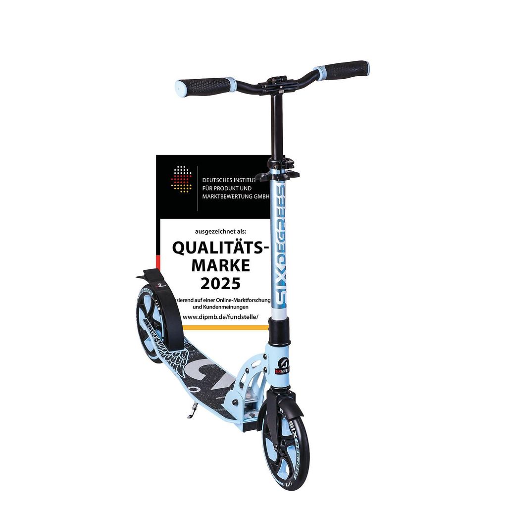 SIX DEGREES Aluminium Scooter 205 mm blue sky, Klappmechanismus, Ständer 205 mm PRIME