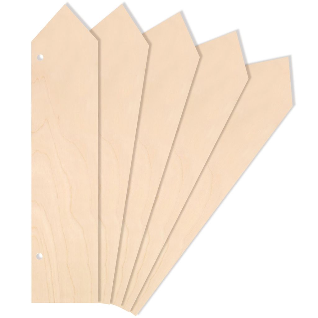 Creative Deco 5 x Große Holz-Zeiger Anhängers aus Sperr-Holz | 40 x 9 cm | Unlackierten Form-Scheiben | Perfekte Ausschnite für Bemalen, Dekorie...