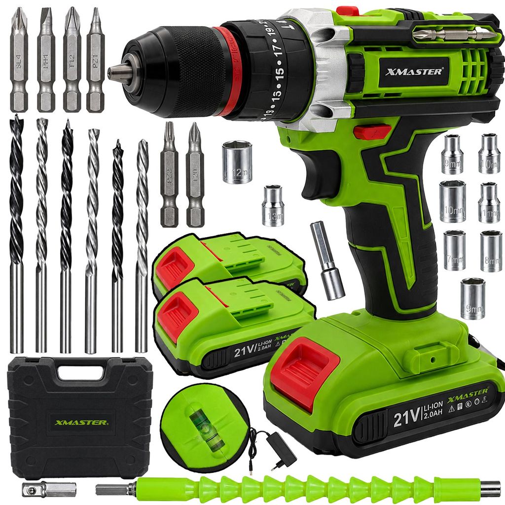 XMaster Akku-Schlagbohrschrauber, Set mit Bits und Bohrern, Produktbild 