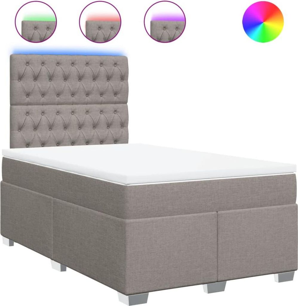 vidaXL Boxspringbett mit Matratze Taupe 120x200 cm Stoff