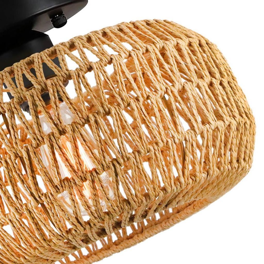 Deckenleuchte Rattan Deckenlampe 28cm Wohnzimmer
