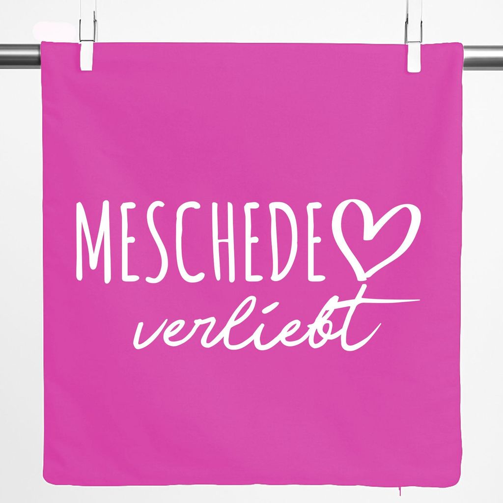Huuraa Kissenbezug Meschede verliebt 40x40cm Fuchsia Baumwolle Dekokissenbezug Geschenkidee