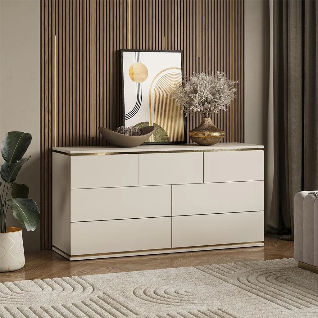 Meuble de rangement 7 tiroirs Vicco Linette 140cm coloris Cachemire