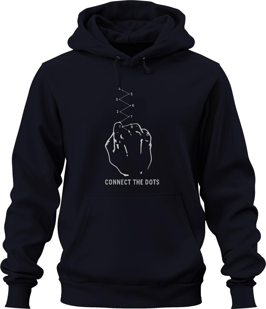 Punkte verbinden Puzzle Rätsel Faust Skizze Retro Geschenk Nerd Uni Hoodie Kapuzenpullover, Navy, XXL