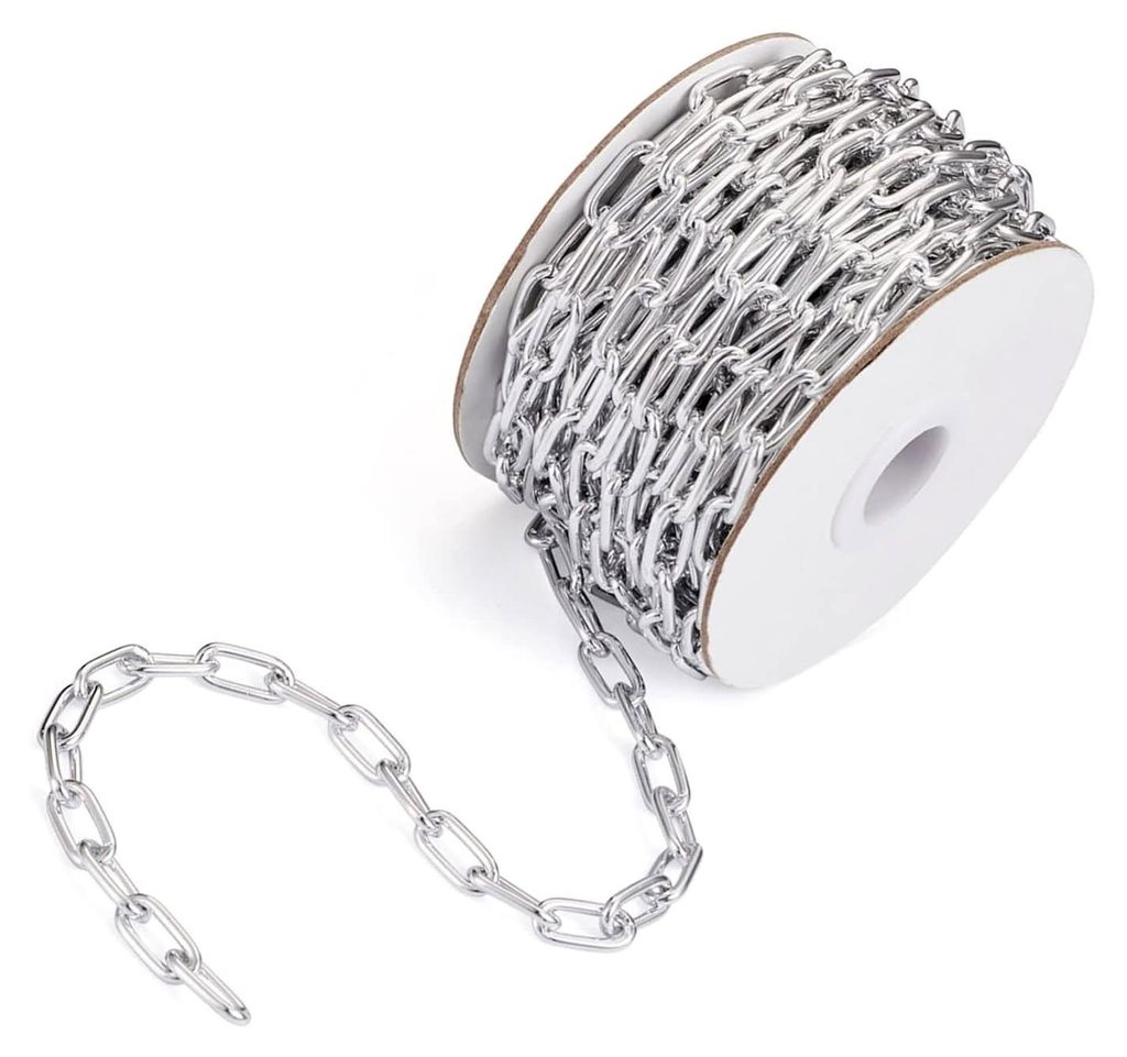 Gainsboro Aluminium-Ketten für Büroklammern, 10 m lang, 15,5 x 7 mm, silberfarben