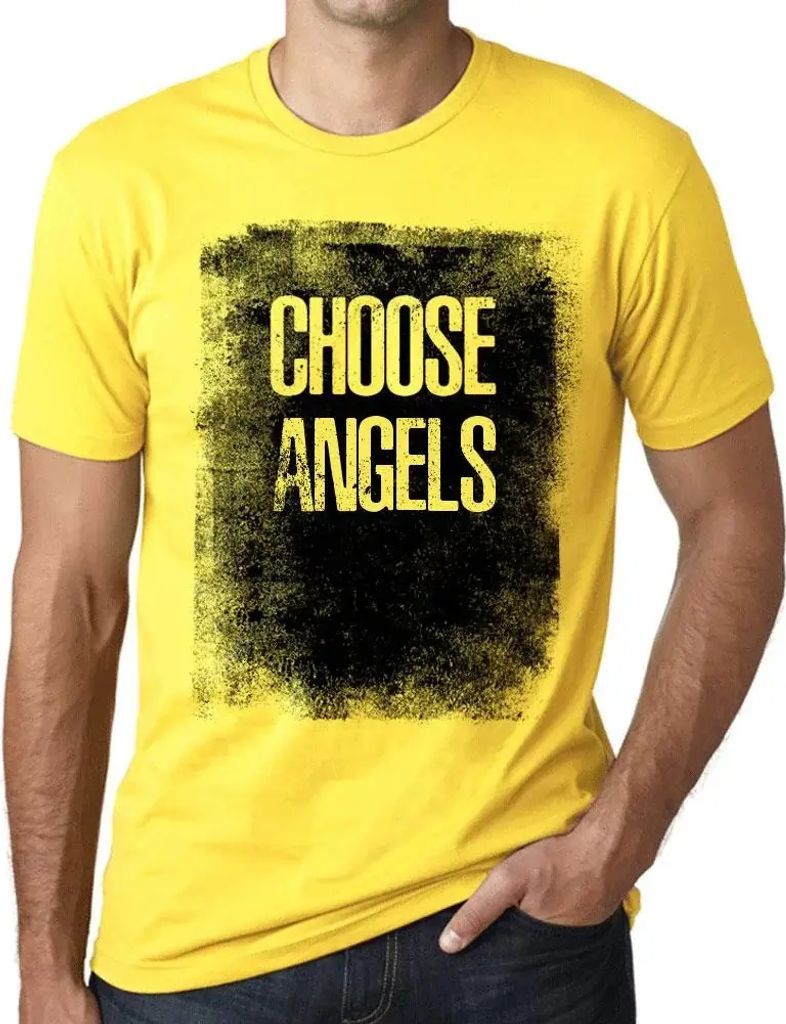 Herren Grafik T-Shirt Engel wählen – Choose Angels – Öko-Verantwortlich Vintage Jahrgang Kurzarm Lustige Druck Geburtstag Geschenk Mann