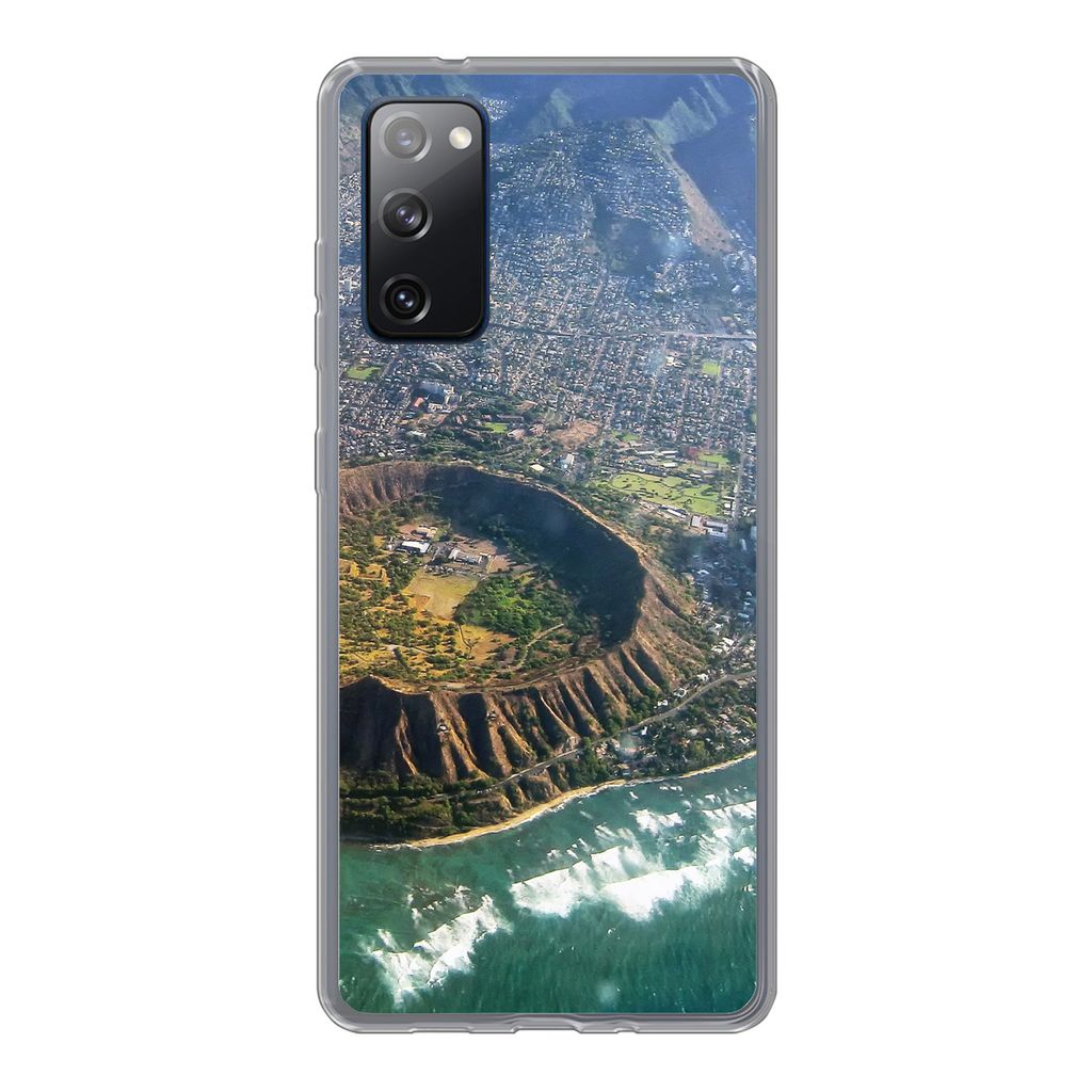 MuchoWow Handyhülle Schutzhülle Hülle für Samsung Galaxy S20 FE Ein Luftbild von Honolulu und einem erloschenen Krater auf Hawaii Silikon Sof...