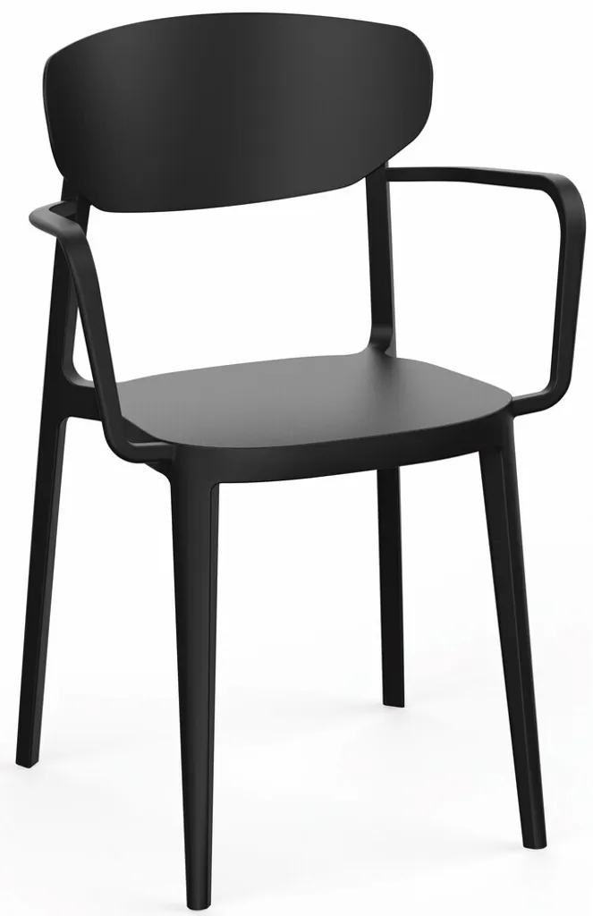 Fauteuil de jardin MARE ARMCHAIR empilable noir en résine de qualité