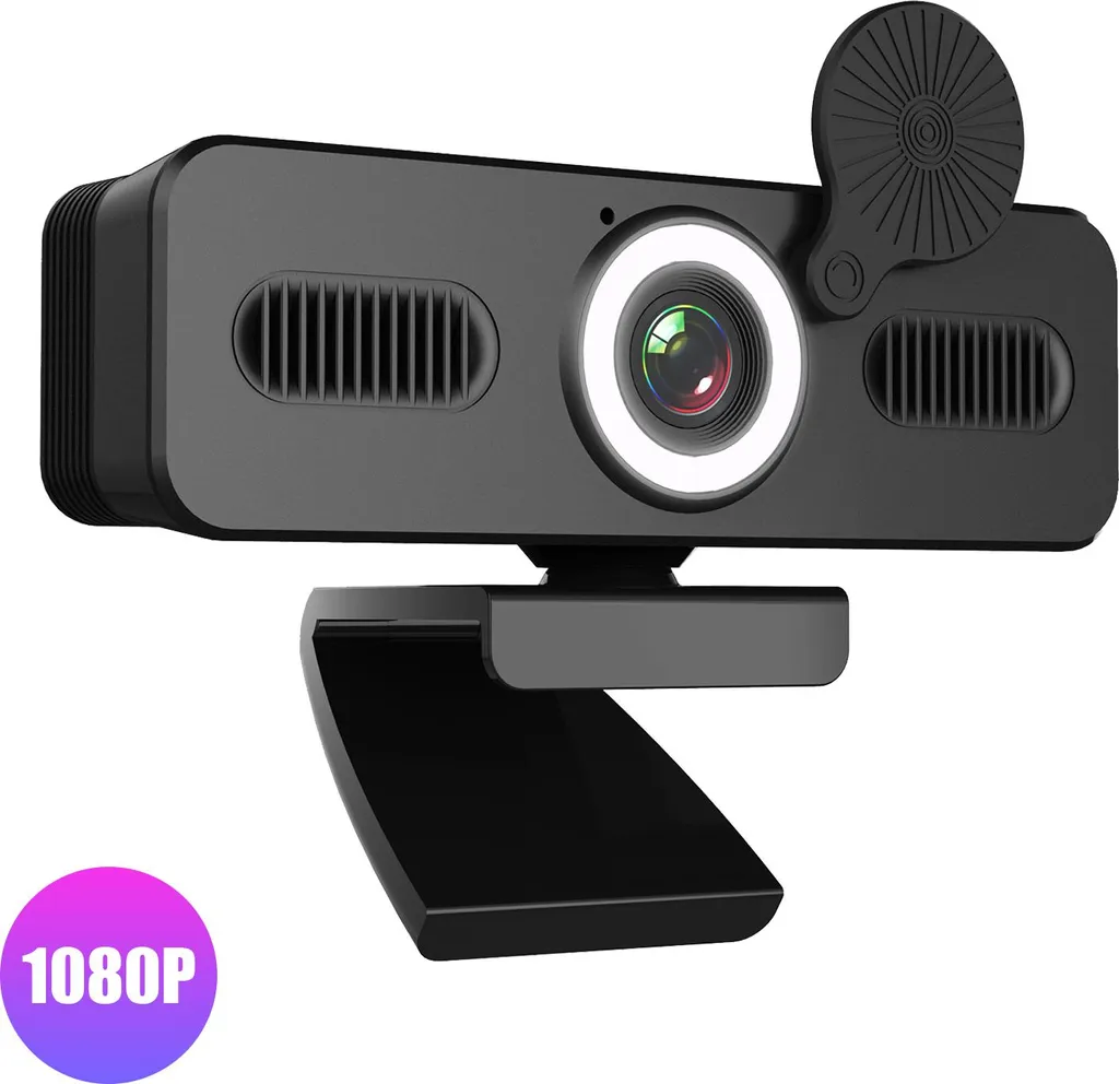 Webcam PC Full HD avec lumière LED et micro pour ordinateur de bureau