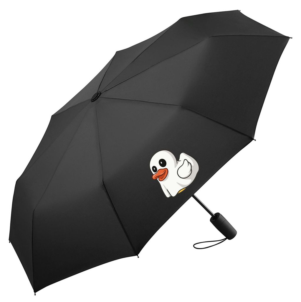 Huuraa Regenschirm Quietscheente Geist Gummiente Halloween 98cm Schwarz Sturmfest Taschenschirm Geschenkidee