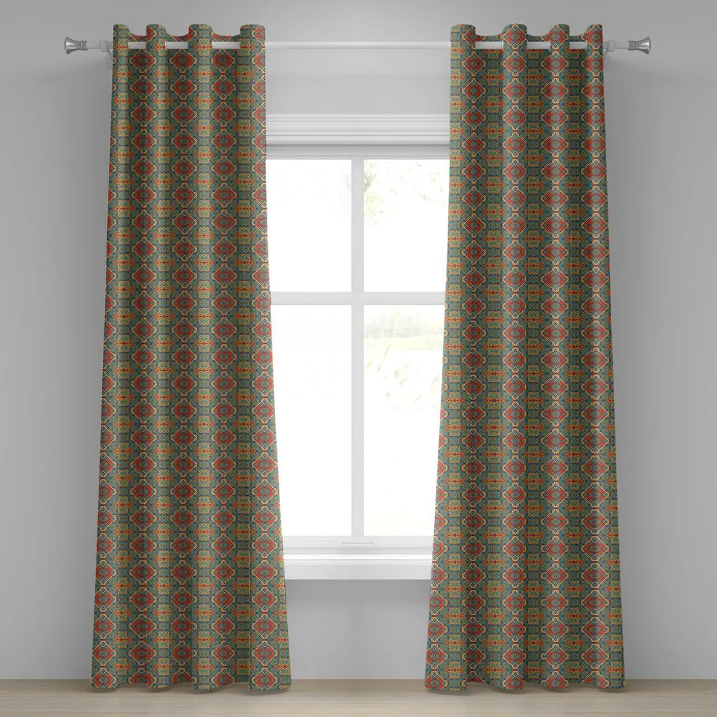 Tenda Turchese Arancio Lavabile ABAKUHAUS | 2 Pannelli 280x225 cm