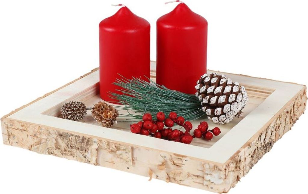 Dekotablett Holztablett Kerzenhalter Tischdeko Weihnachtsdeko Gesteckunterlage