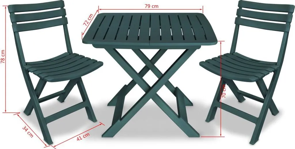 Petit ensemble table et chaises pour balcon vert - Set bistro pliable - 10