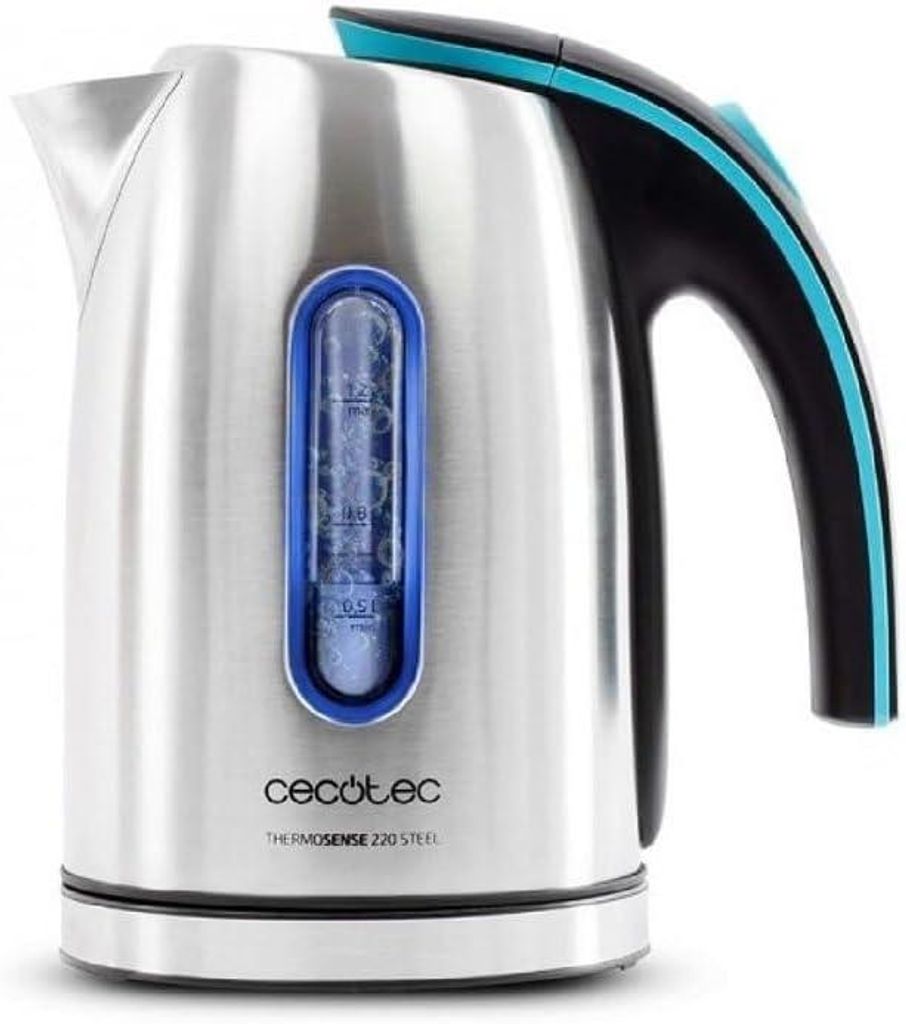 Cecotec Wasserkocher ThermoSense 220 Steel, 1,2L, 1630W, BPA-frei, Edelstahl, 360° Basis, Antikalkfilter, Abschaltautomatik, Cool-Touch-Griff