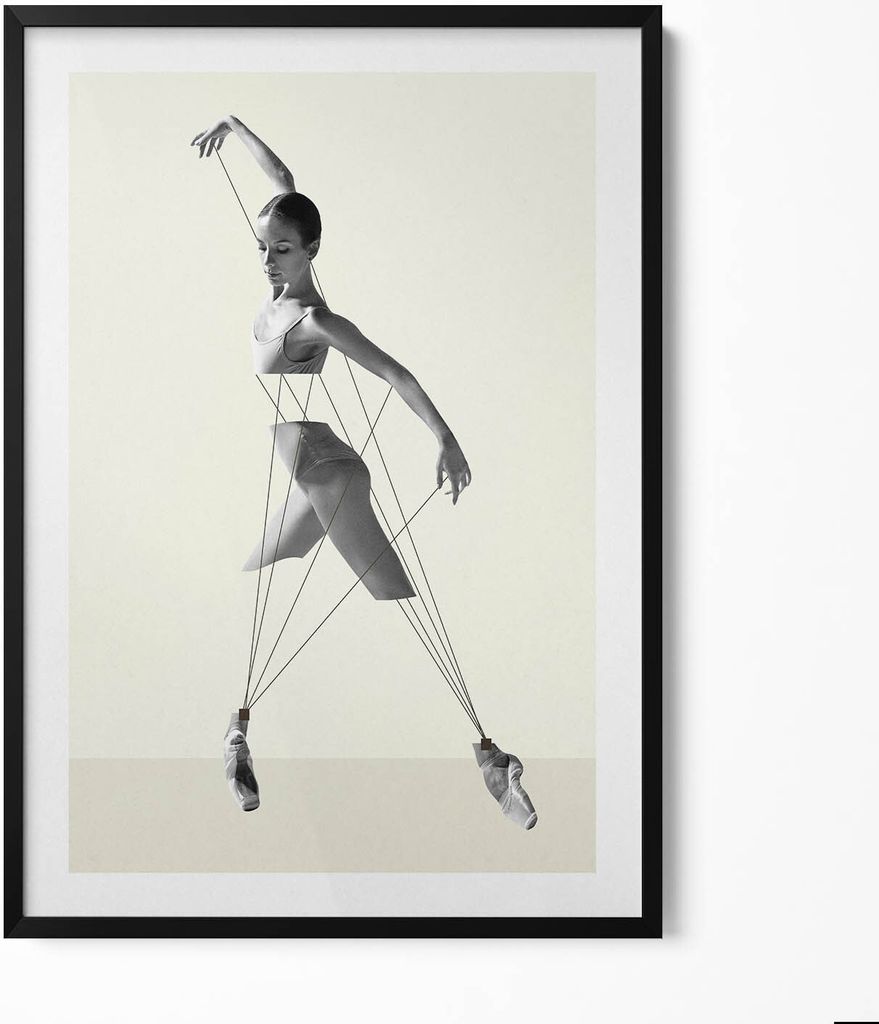 Abstrakte Tänzerin– Wandbild mit Rahmen – Gerahmtes Bild – Wanddekoration – 70x100 cm – Schwarz Rahmen