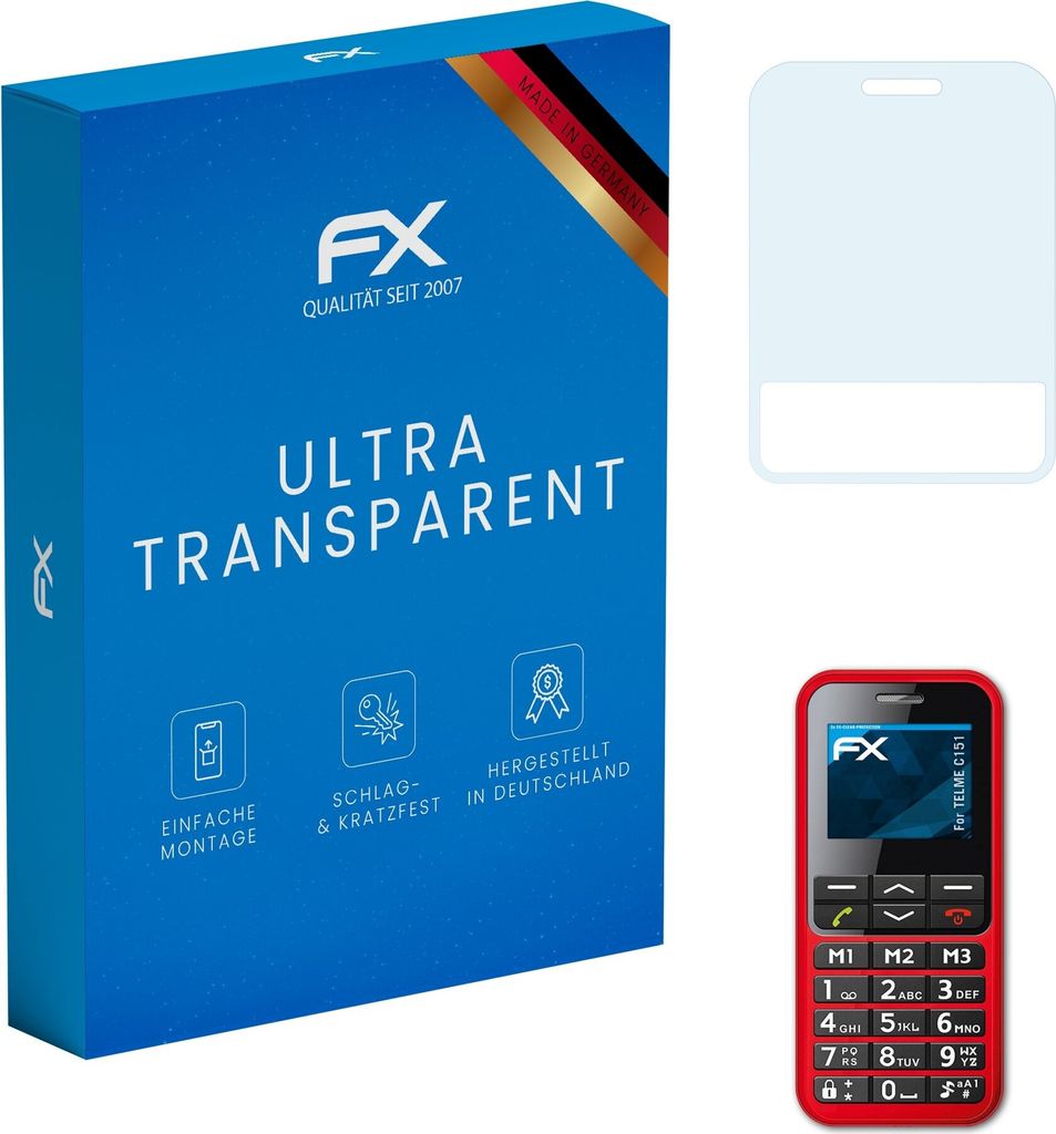 atFoliX FX-Clear 3x Schutzfolie kompatibel mit TELME C151 Displayschutzfolie