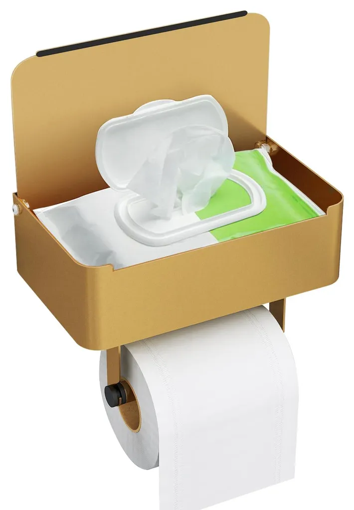 Porte-rouleau papier WC anti-corrosion doré : stop aux lingettes sèches