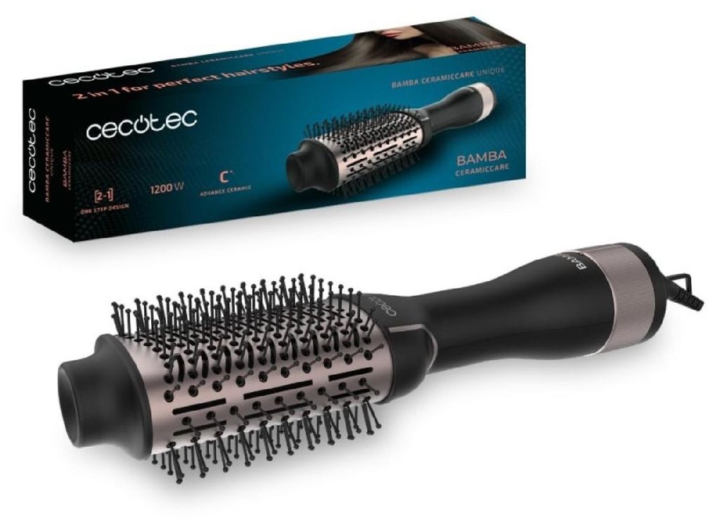 Cecotec Bamba CeramicCare Single, Multistyler, Warm, Scrollleiste, Alle Haare, Schwarz, Rose, Hängeschlaufe