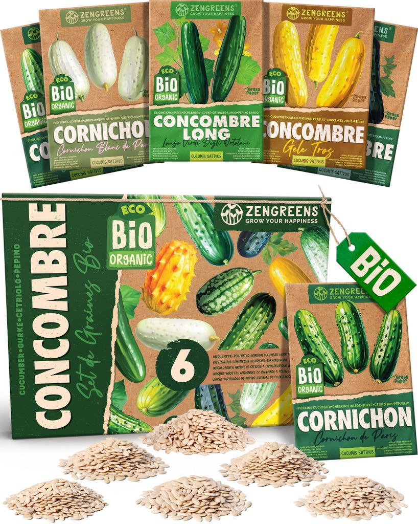 ZenGreens® Graines Bio de Concombres – Set 6 Variétés Image du produit 